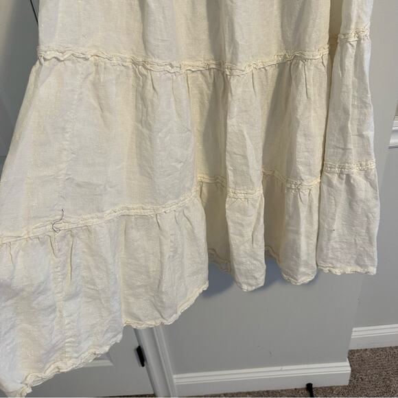 Vintage CP SHADES Cream White Metallic Linen Tiered Maxi Skirt XL - Picture 4 of 12